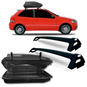 KIT RACK TETO FIAT PALIO 1996 A 2011 PRETO COM BAU MALEIRO 270 LITROS