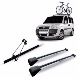 Travessa Teto Doblo 2002 A 2016 Prata + Suporte Bike Prata