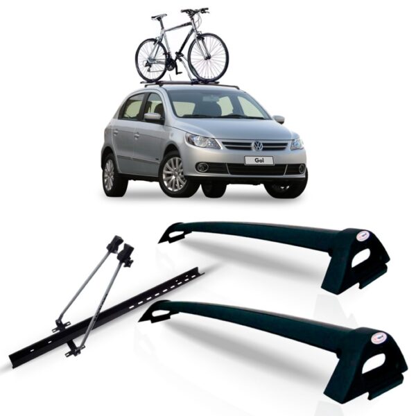 Rack Teto Gol Voyage G5 Gv 09 10 11 Preto + Suporte Bike Preta