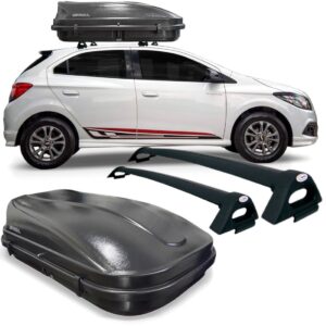 Rack Aluminio Onix Gm Preto + Baú 510 Litros Light. Preto