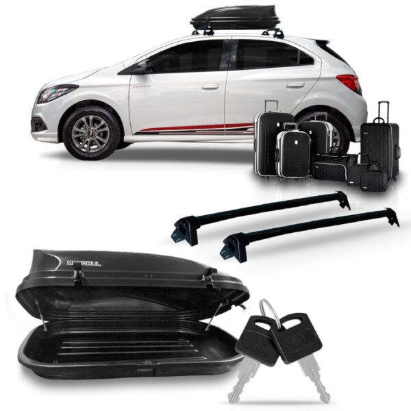 Kit Rack Onix Aluminio Preto Com Bau Maleiro 350 Litros Preto