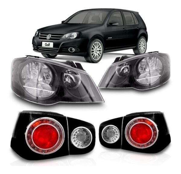 Kit Golf Black Par Faróis Máscara Negra + Sinaleiras 07 À 13