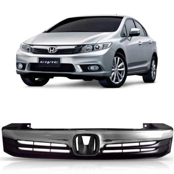 Grade Honda New Civic Completa 2012 2013 2014 Ext + Interna Cromado Externa/interna
