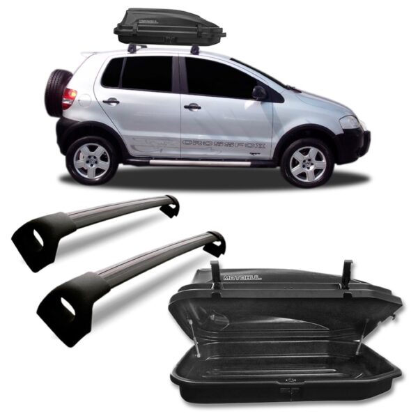 Bagageiro Fox Crossfox 03 À 09 Preto + Maleiro 270 Litros Preta