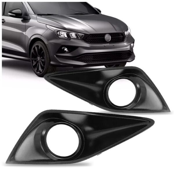 Par Moldura Milha Cronos 2018 A 2023 Com Furo Black Piano Black Piano