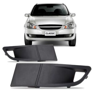 Par Grade Moldura Milha Classic 2010 A 2016 Com Furo Preto Ambos Lados