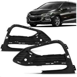 Par Moldura Farol Milha Cruze Hatch 2017 A 2019 Furo Sensor Preto Ambos Lados