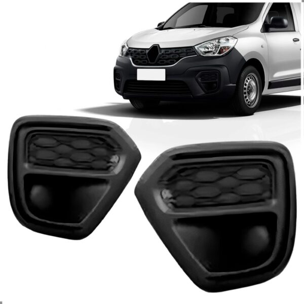 Par Moldura Milha Kangoo 2024 A 2025 Dianteiro Sem Furo Preto Ambos Os Lados