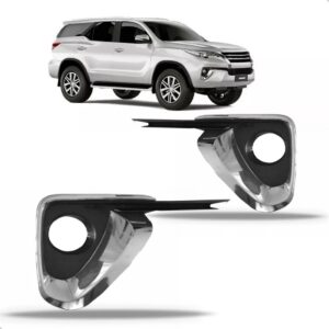 Par Moldura Milha Hilux Sw4 2016 A 2021 Com Furo Cromada Preto Ambos Os Lados