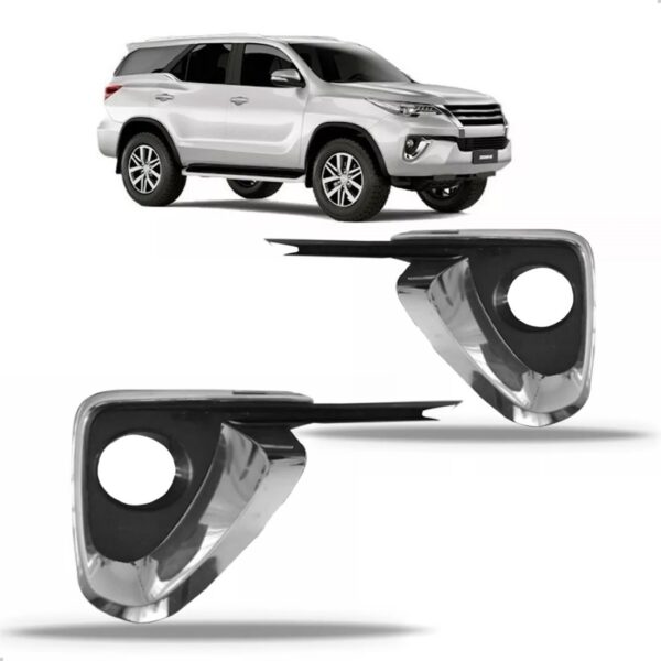 Par Moldura Milha Hilux Sw4 2016 A 2021 Com Furo Cromada Preto Ambos Os Lados