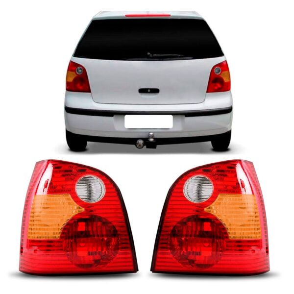 Par Lanterna Traseira Polo 2003 2004 2005 2006 Tricolor - Vermelho