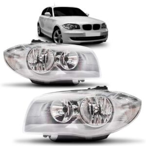 Par Farol Dianteiro Para Bmw 118i 2006 A 2011 Mascara Prata
