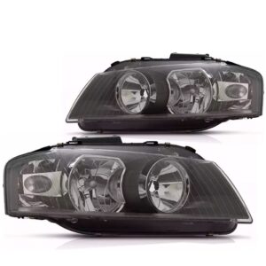 Par Farol Audi A3 2006 A 2008 Elétrico Mascara Negra