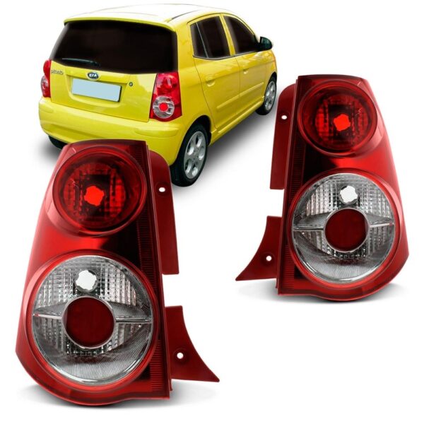 Par Lanterna Traseira Kia Picanto Ano 2008 09 10 2011 Vermelho
