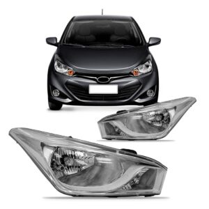 Par Farol Dianteiro Para Hyundai Hb20 2012 A 2019 Cromado