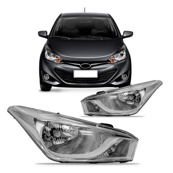 Par Farol Dianteiro Para Hyundai Hb20 2012 A 2019 Cromado