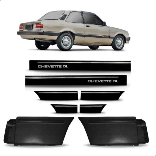 Kit Friso + Polaina Dianteira  Chevette Dl 1987 Até 1993   Preto