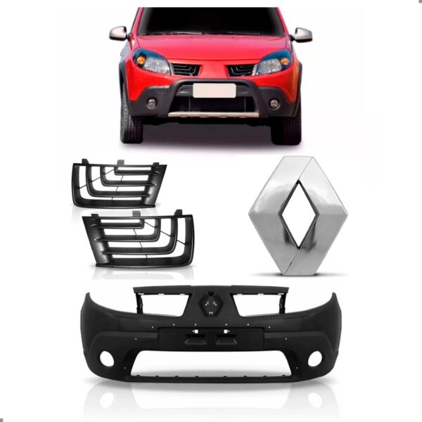 Kit Grade Parachoque Sandero Stepway 2008 2009 A 2011 Preto Fosco