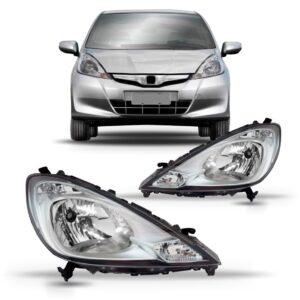 Par Farol Dianteiro Honda Fit 2013 2014 Máscara Cinza. Par
