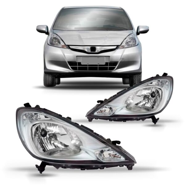 Par Farol Dianteiro Honda Fit 2013 2014 Máscara Cinza. Par