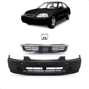 Parachoque Civic 1996 A 1998 + Grade Superior Completa Preto