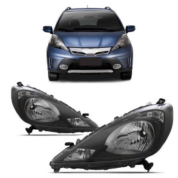 Par Farol Honda New Fit Twist 13 14 2015 Máscara Negra Direito E Esquerdo