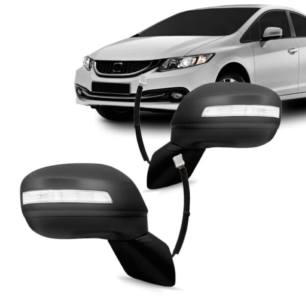 Par Retrovisor Civic 2012 13 14 2015 Eletrico C/pisca Preto