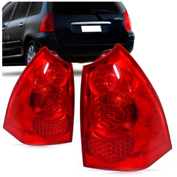 Par Lanterna Traseira Peugeot 307 Sw 2007 08 09 10 11 2012 Vermelho
