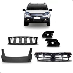 Kit Grade Sandero Stepway 2012 2013 Com Aplique Central Preto Traseiro