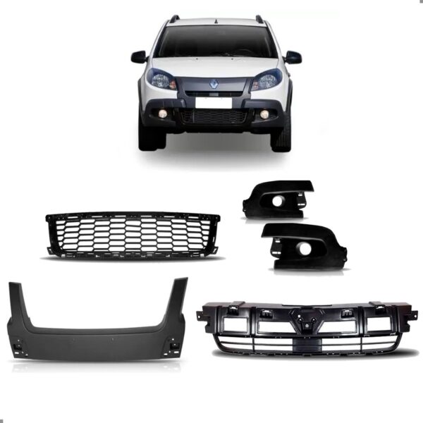 Kit Grade Sandero Stepway 2012 2013 Com Aplique Central Preto Traseiro