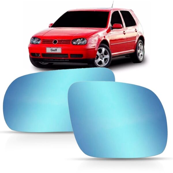 Jogo Lente Retrovisor Golf 1999 00 01 02/2006 Térmico Azul