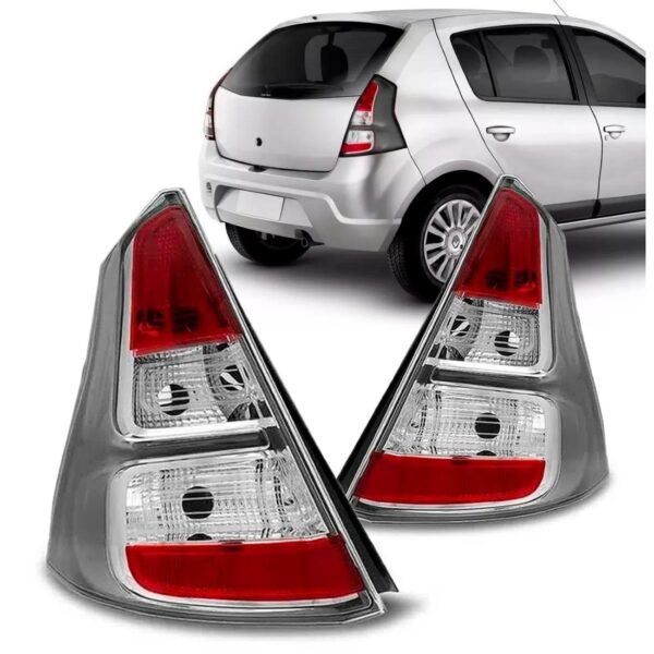 Par Lanterna Traseira Renault Sandero 12 13 14 Borda Cinza Bicolor