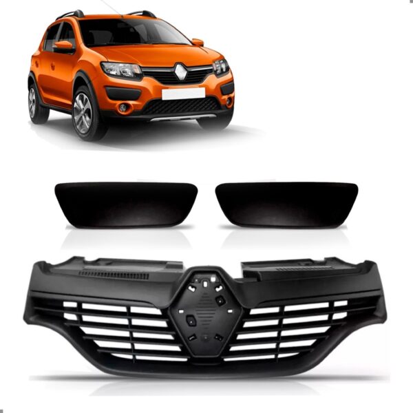 Kit Grade Sandero Stepway 2015 2016 A 2019 Com Par Aplique Preto