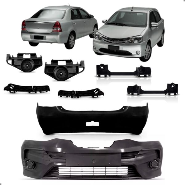 Kit Parachoque Para Etios 2017 A 2021 Dianteiro E Traseiro Para Pintar