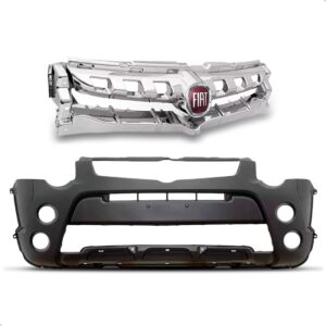 Kit Parachoque Strada Locker 2013 A 2020 Preto Com Grade Preto