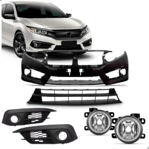 Parachoque Dianteiro Civic 2016 2017 2018 2019 Completo Preto