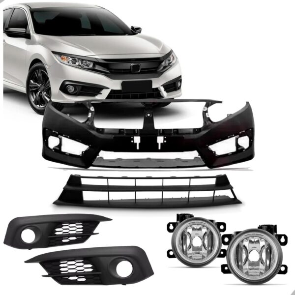 Parachoque Dianteiro Civic 2016 2017 2018 2019 Completo Preto