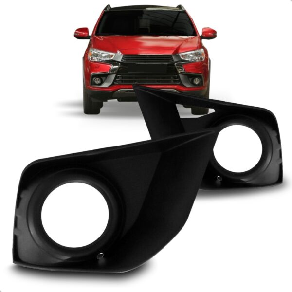 Par Grade  Moldura Milha Mitsubish Asx 2017 A 2018 Com Furo. Preto