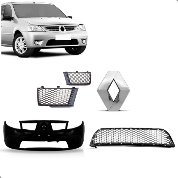 Kit Grade Parachoque Renault Sandero 2008 2009 2010 Preto Fosco