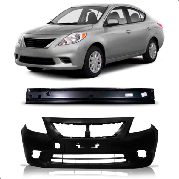 Kit Parachoque Versa 2011 A 2014 Dianteiro + Alma Dianteira Preto