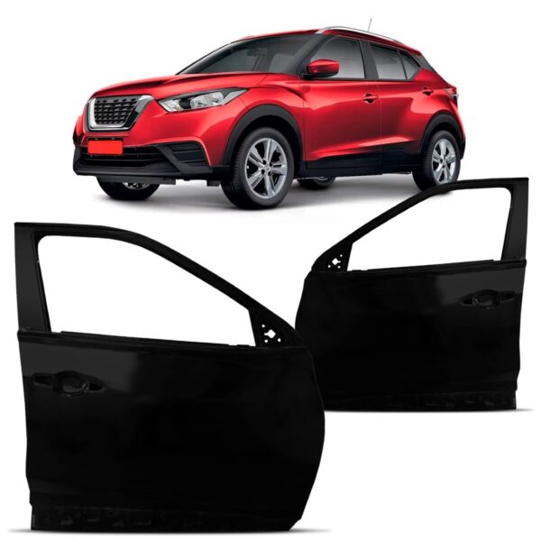 Par Porta Dianteira Para Nissan Kicks 2017 18 19 20 2021 - Dianteira - Ambos Os Lados - Preto