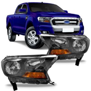 Par Farol Ranger 2016 A 2019 Máscara Negra Com Pisca Âmbar