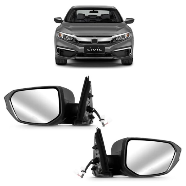 Par Retrovisor Civic 2017 2018 A 2021 Eletrico Capa Preta