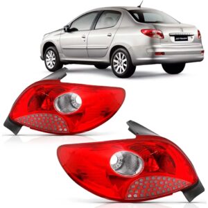 Par Lanterna Traseira 207 2008 A 2010 Sedan Vermelha