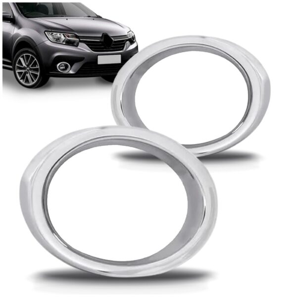 Par Aro Moldura Grade Milha Sandero E Logan 20 A 23 Cromado Cromado Ambos Os Lados