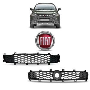 Kit Grades Fiat Strada Working 2014 A 2020 Sup Inf.+emblema Preto