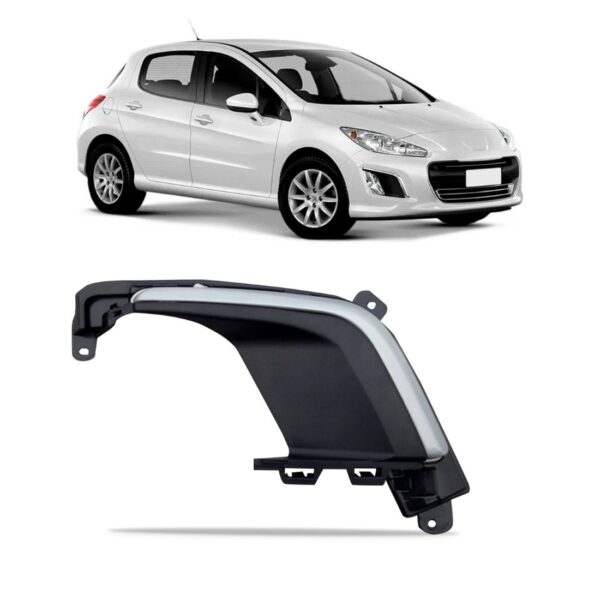 Moldura Farol Milha Peugeot 308 2012 2013 2014 2015 Cinza Lado Direito