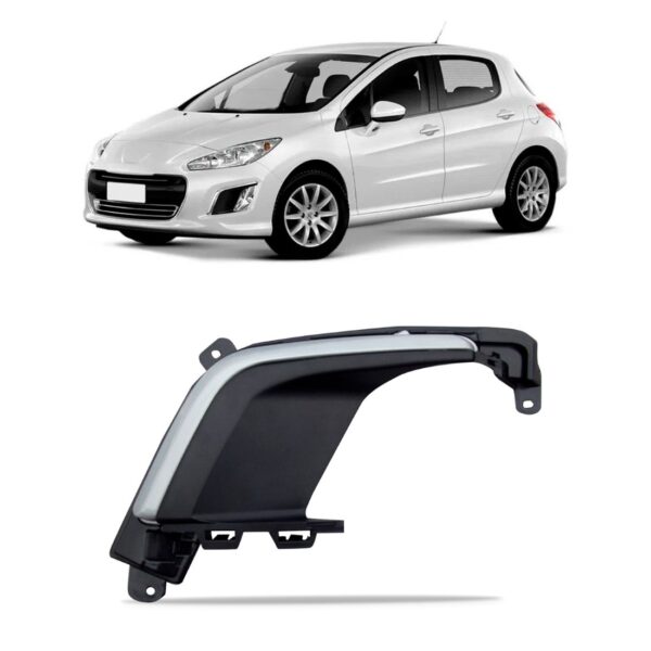 Moldura Farol Milha Peugeot 308 2012 2013 2014 2015 Cinza Lado Esquerdo