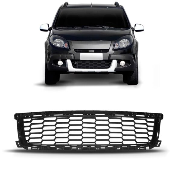 Tela Grade Central Parachoque Sandero Stepway 2011 A 2014 Preto