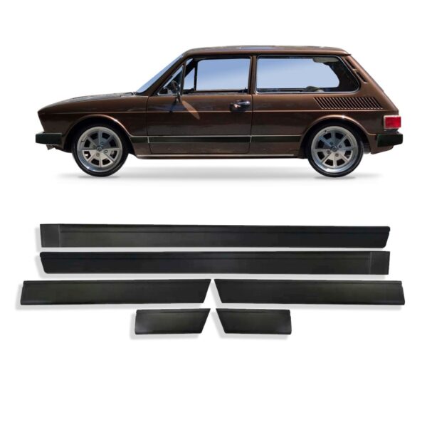 Friso Lateral Brasilia 1973 A 1984 Perfil Baixo 6pcs Preto - Preto/cromado